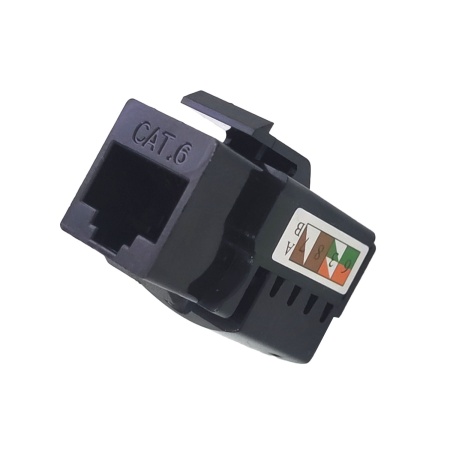 Розетка сетевая модульная MSOL 1208-TJ-2, RJ45, CAT6, защёлки, чёрный
