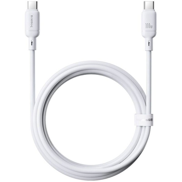Кабель TypeC M - TypeC M Baseus Silky, 100W, 1 м, белый