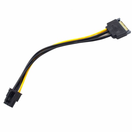 Кабель переходник SATA M - PCIe 6pin M, 20см