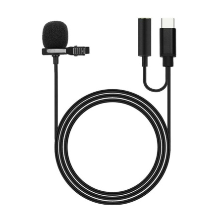 Микрофон петличный JH-042-A, USB TypeC + 3.5 мм F