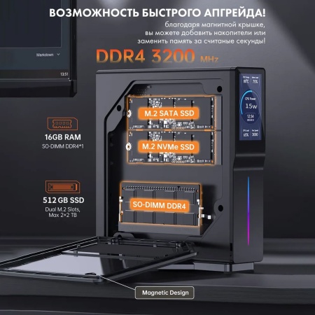 Неттоп S1 Plus, Intel N100, 16Гб / 512Гб