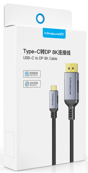 Кабель USB Type C - DP Mindpure, AD054, LX10718, 8K 60Hz, 1.2 м