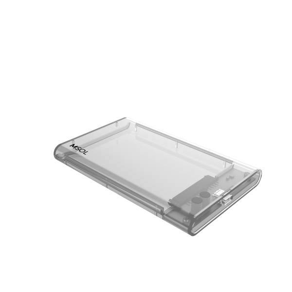Внешний бокс MSOL K2590A, USB3.1 TypeC, чип RTL9201R, прозрачный