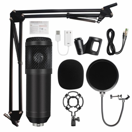 Микрофон в комплекте BM800 + USB звуковая карта, 3.5мм