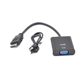 Конвертер HDMI M - VGA F + 3.5 мм, iLan