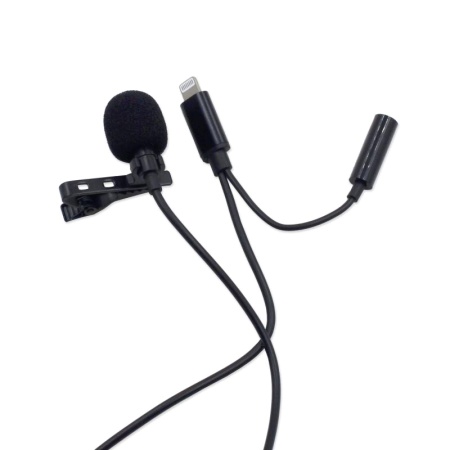 Микрофон петличный JH-041-A, Lightning + 3.5 мм F