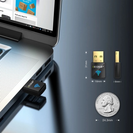 Wi-Fi адаптер EDUP EP-AX600, WiFi6, USB, 600 Мбит/с  