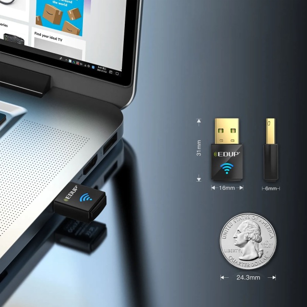 Wi-Fi адаптер EDUP EP-AX600, WiFi6, USB, 600 Мбит/с  