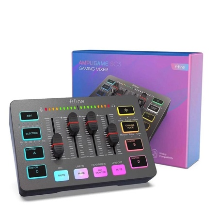 Внешняя звуковая карта для стриминга Fifine Amplitank SC3, чёрная