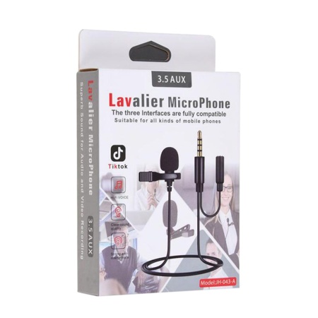 Микрофон петличный JH-043-A, 3.5 мм + 3.5 мм F