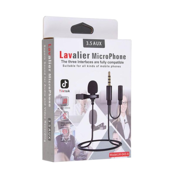 Микрофон петличный JH-043-A, 3.5 мм + 3.5 мм F