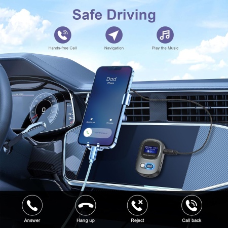 Аудиоприёмник - передатчик T68, 3.5/TF, Bluetooth 5.3, ЖК-дисплей