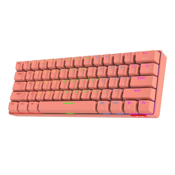 Клавиатура беспроводная, проводная A-Jazz STK61, Red Switch, EN, розовая