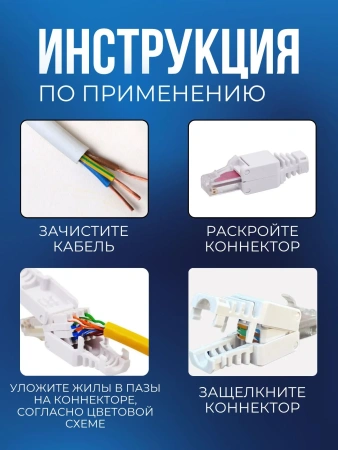 Коннектор RJ-45 Быстрозажимной, для UTP каб, белый