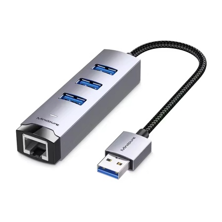 Сетевая карта USB 3.0 + USB 3.0 HUB 3-порта, Mindpure LX10632, 1000 Мбит/с