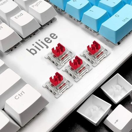 Клавиатура проводная Biojee B104, Red Switch, голубая-белая