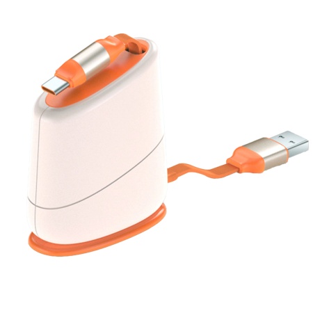 Кабель рулетка USB AM - Type C M, 1.1 м, настольный, на липучке, 1.1 м, белый