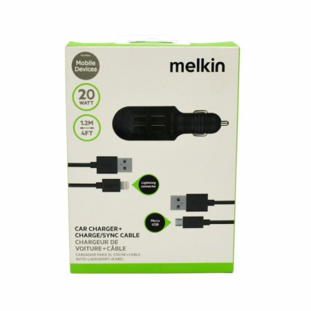 Автомобильное ЗУ Melkin M8Z635, 4 A, 20 Вт, Lightning - 1.2 м, USB micro - 1.2 м