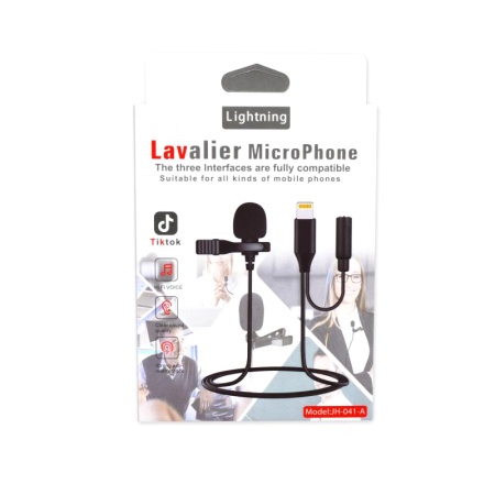 Микрофон петличный JH-041-A, Lightning + 3.5 мм F