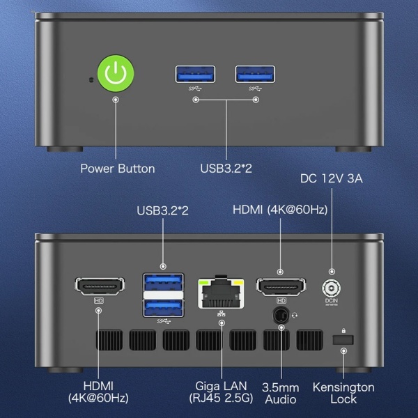 Неттоп GMKtec G3Plus, Intel N150, 8Гб / 512Гб